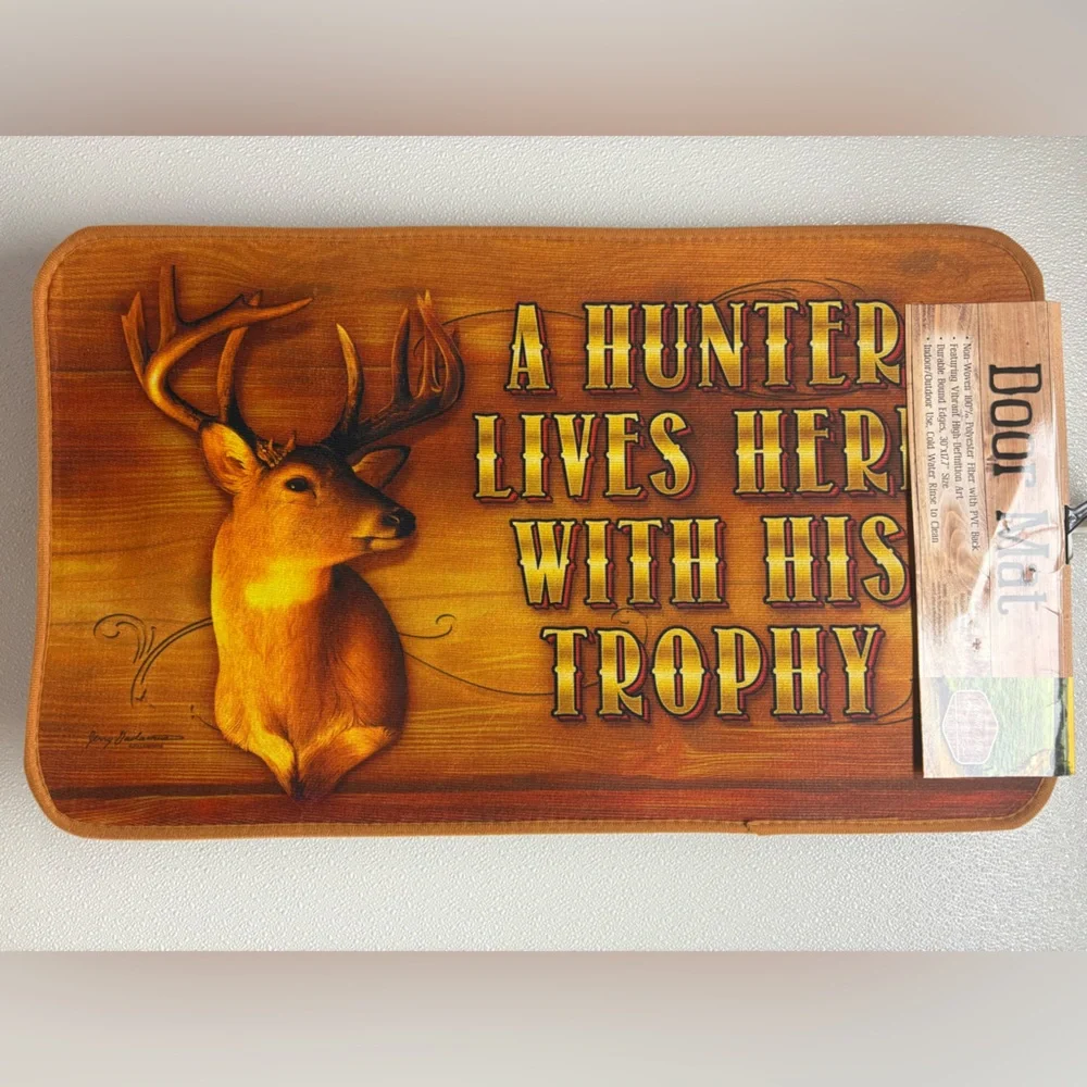 Whitetail Buck Deer Door Mat. 17.7”x30” Rug, Hunter Trophy Indoor/Outdoor Rug.
